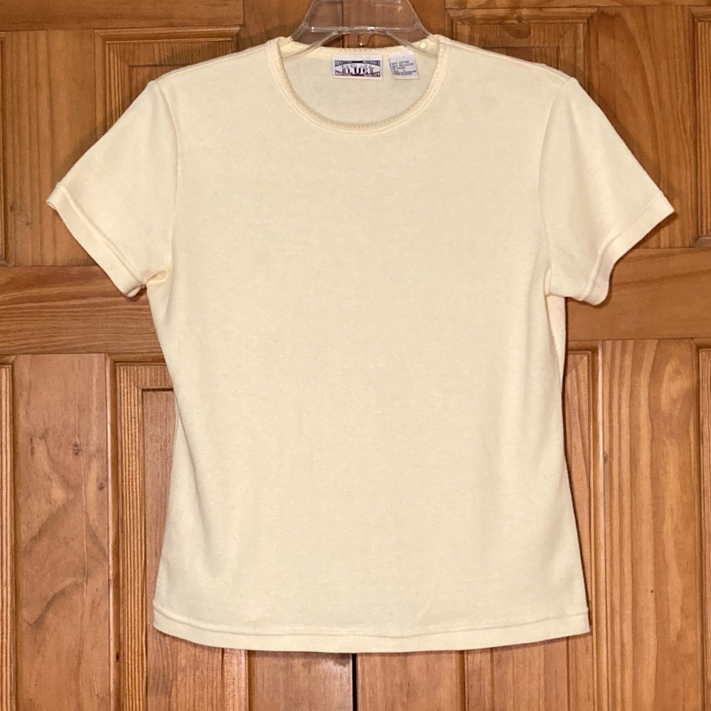 EUC Cool Blues Vintage 90s Top Short Sleeve Blouse Yellow Size L Large